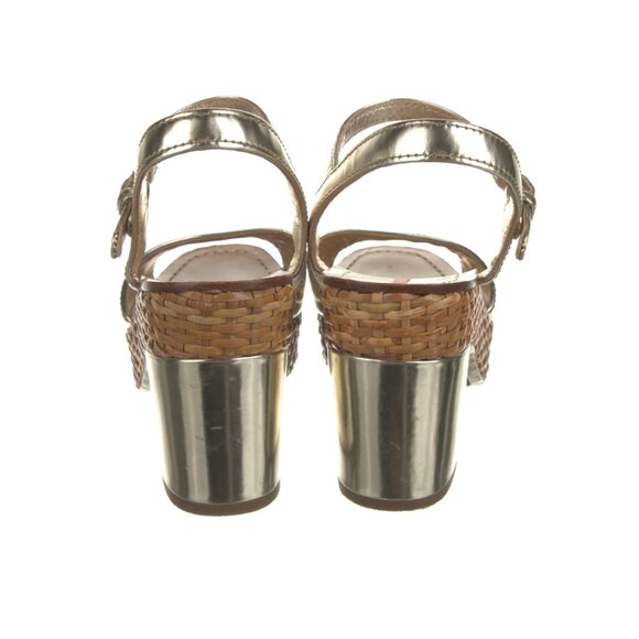 Prada Leather Espadrilles 7.5 tan gold metallic woven - Picture 4 of 4